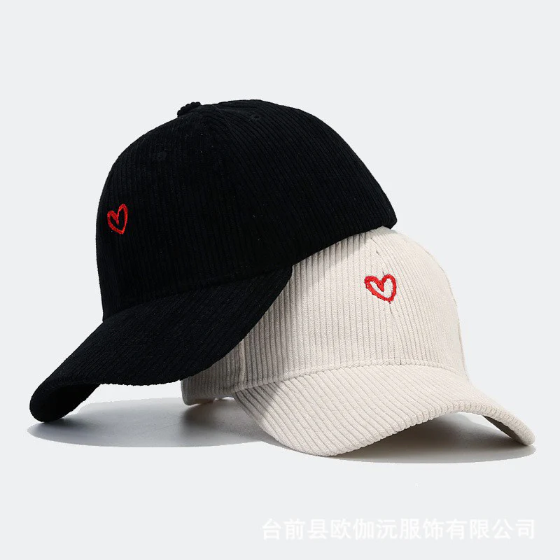 Everyday Corduroy Cap with Embroidered Heart - Image 7