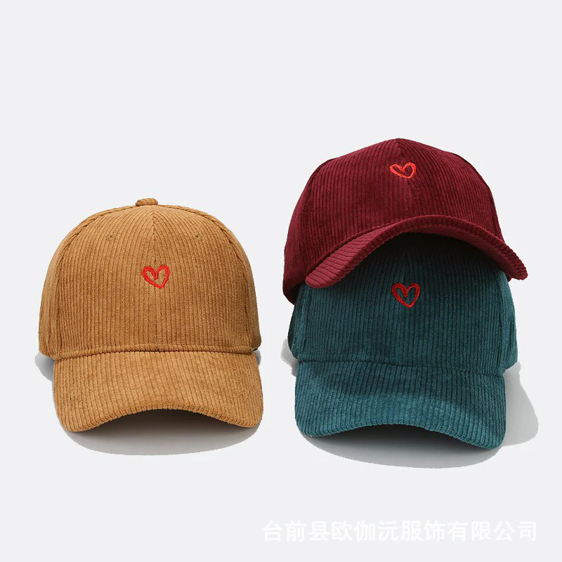 Everyday Corduroy Cap with Embroidered Heart - Image 8