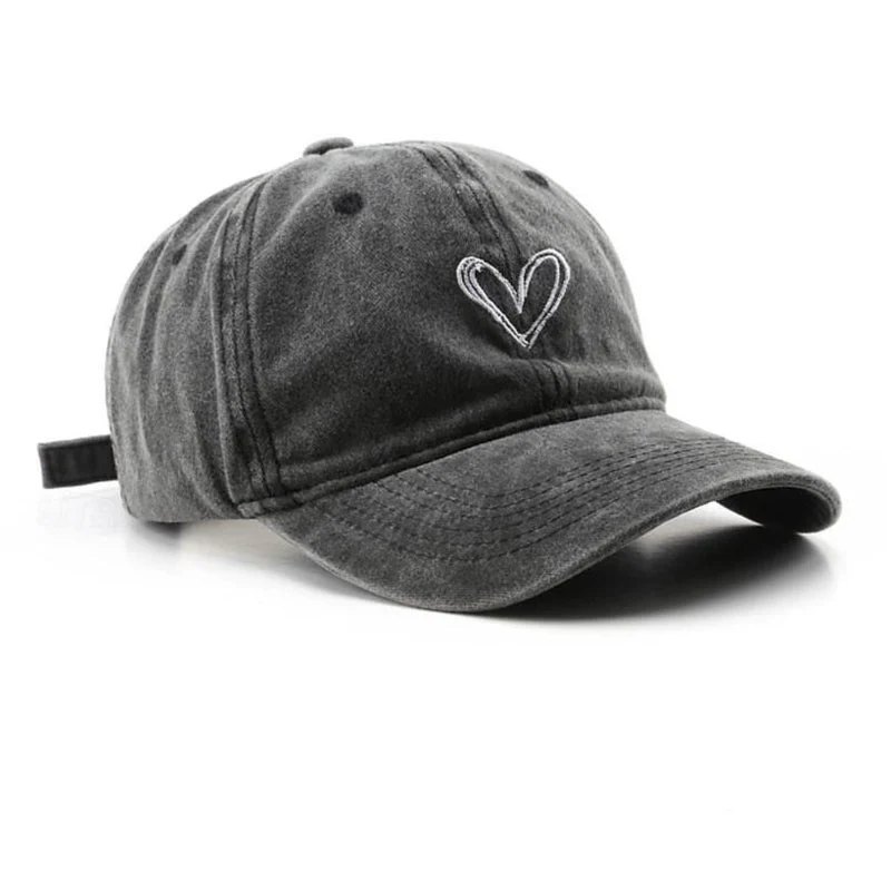 Everyday Denim Cap with Heart Embroidery - Image 3