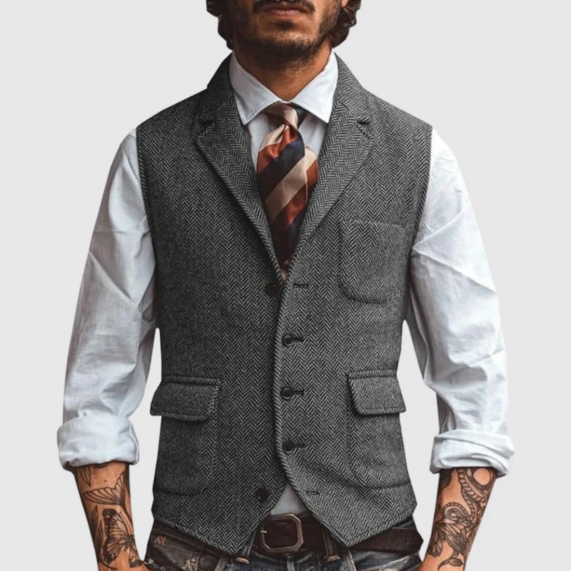 François Blanchet Herringbone Elegance Vest - Image 3