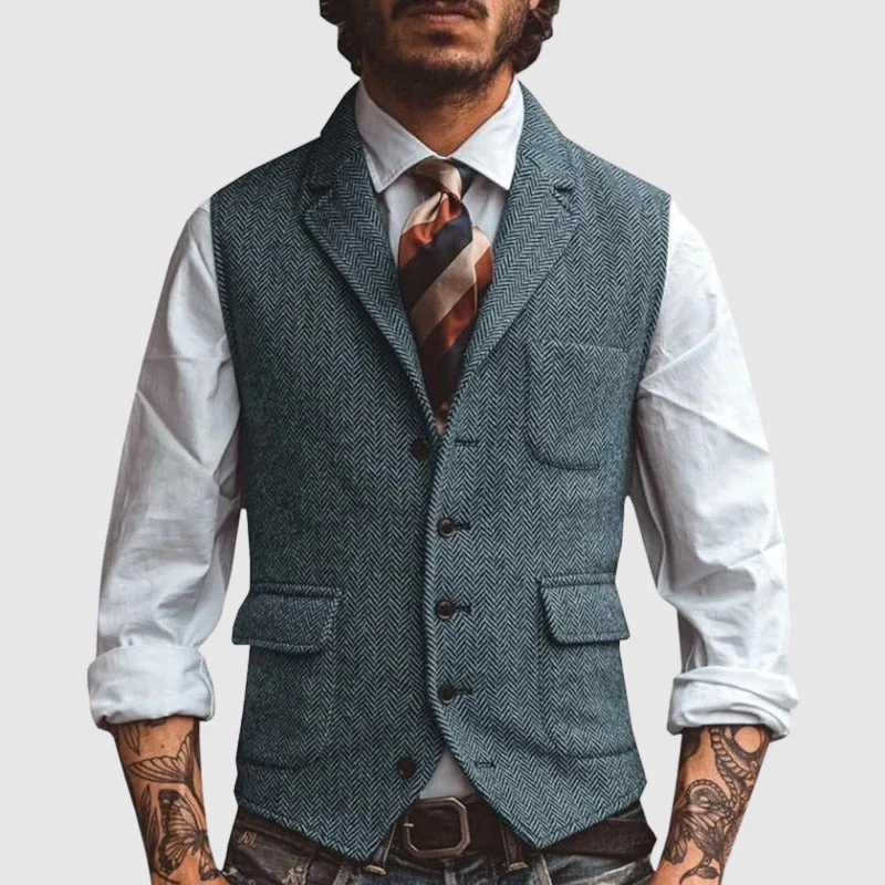 François Blanchet Herringbone Elegance Vest - Image 4