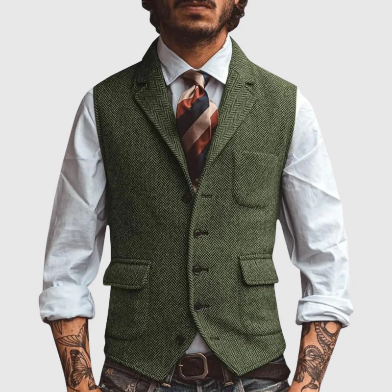 François Blanchet Herringbone Elegance Vest - Image 5
