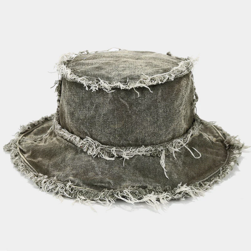 Frayed Denim Bucket Hat - Image 3