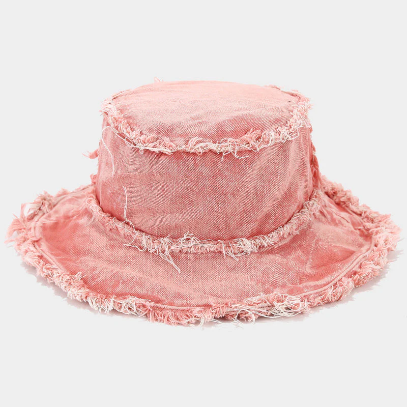 Frayed Denim Bucket Hat - Image 4