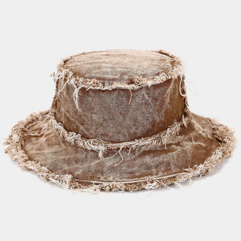Frayed Denim Bucket Hat - Image 5