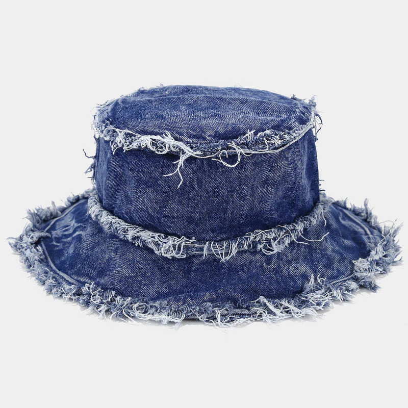Frayed Denim Bucket Hat - Image 6