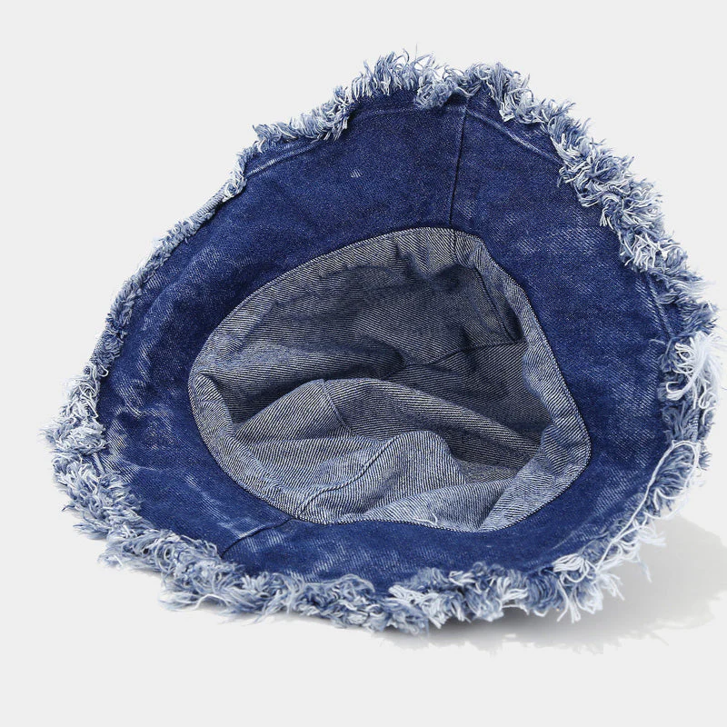Frayed Denim Bucket Hat - Image 8