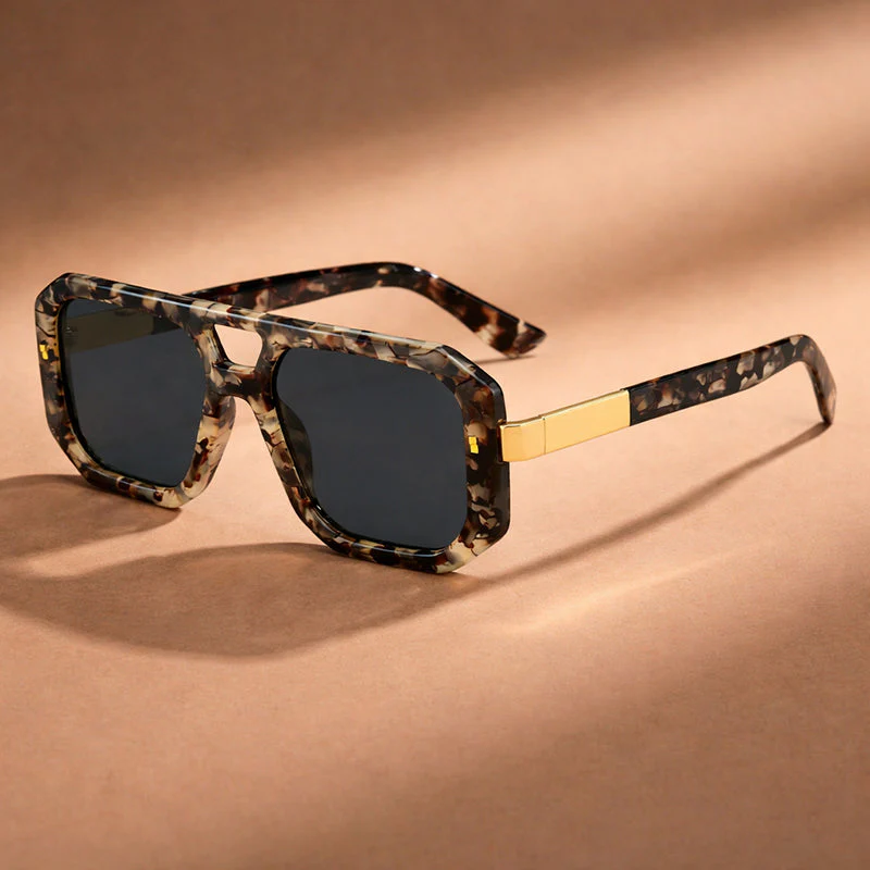 Geometric Frame Sunglasses with Double Bridge - Image 3