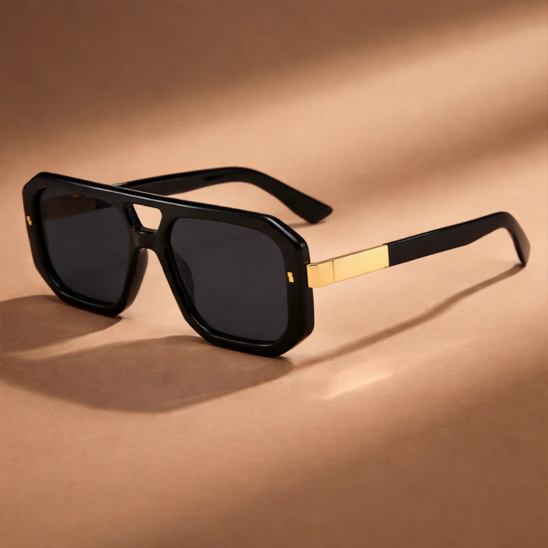 Geometric Frame Sunglasses with Double Bridge - Image 5
