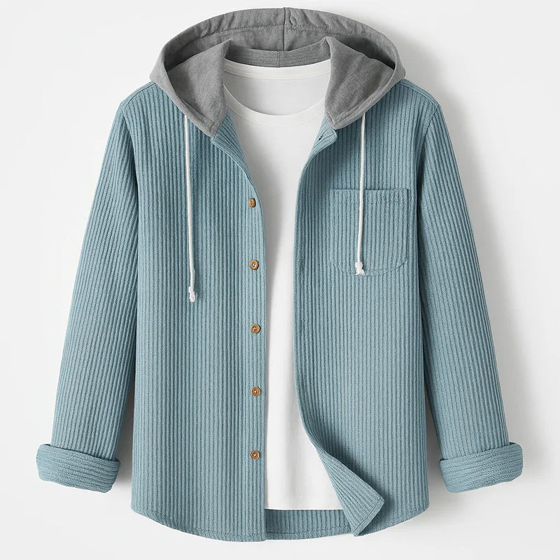 Hooded Corduroy ButtonUp Overshirt - Image 2