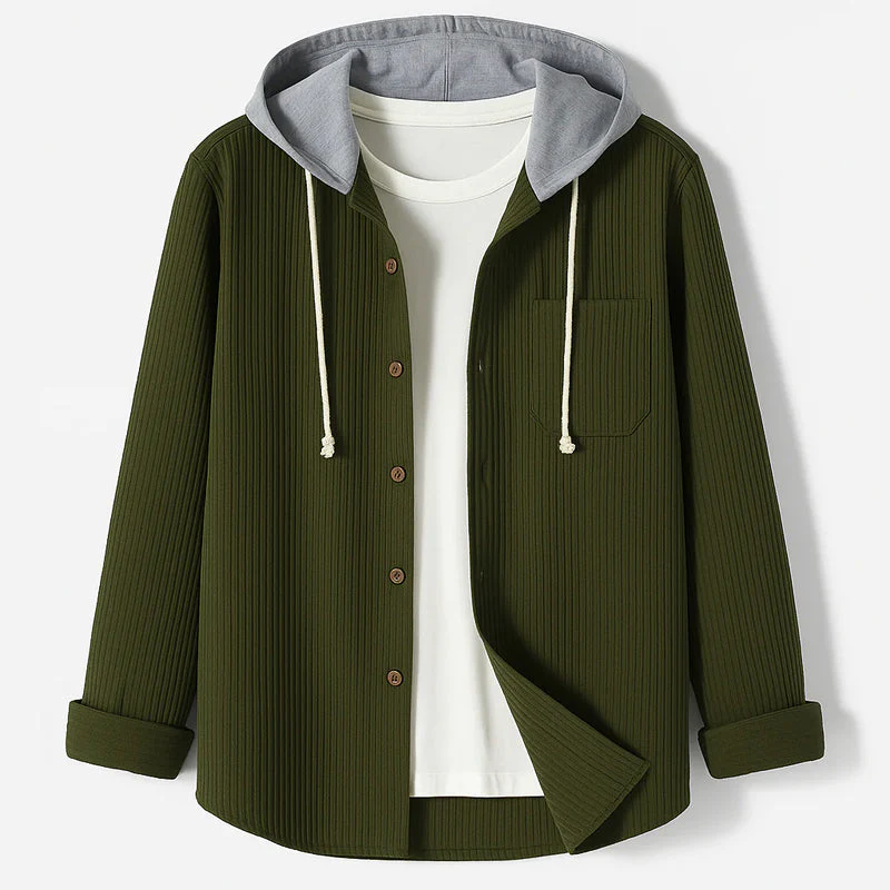 Hooded Corduroy ButtonUp Overshirt - Image 3