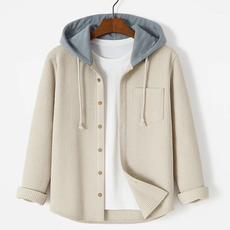 Hooded Corduroy ButtonUp Overshirt - Image 4