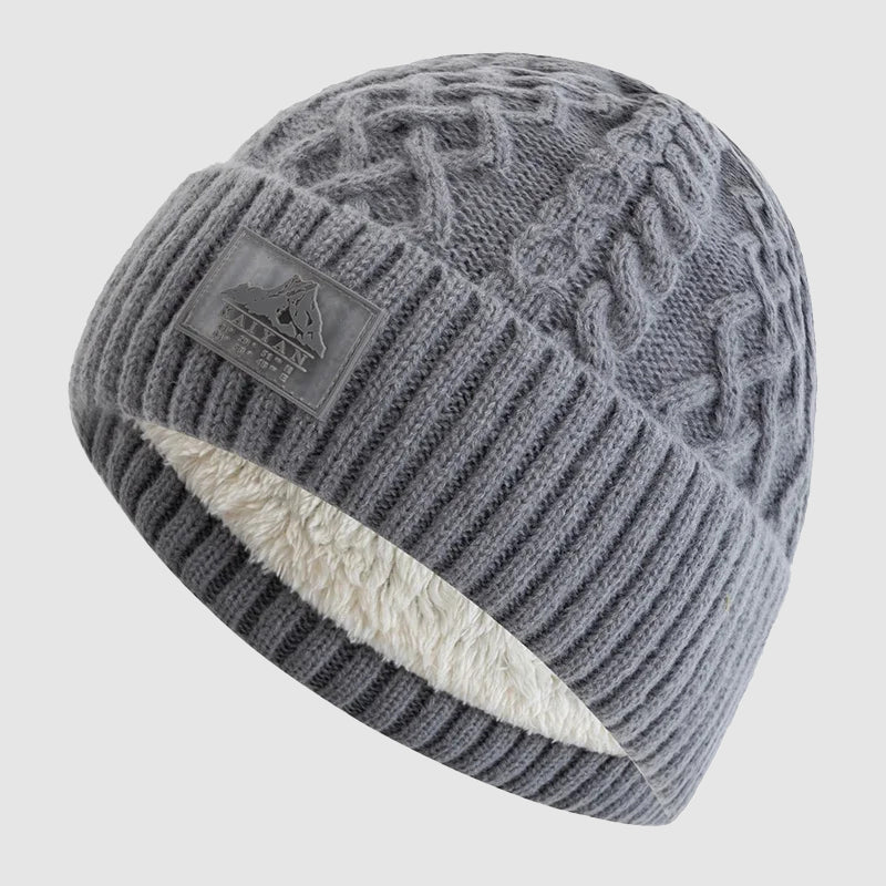 Knitted Beanie with Fold-Over Cuff and Fleece Interior - Image 4