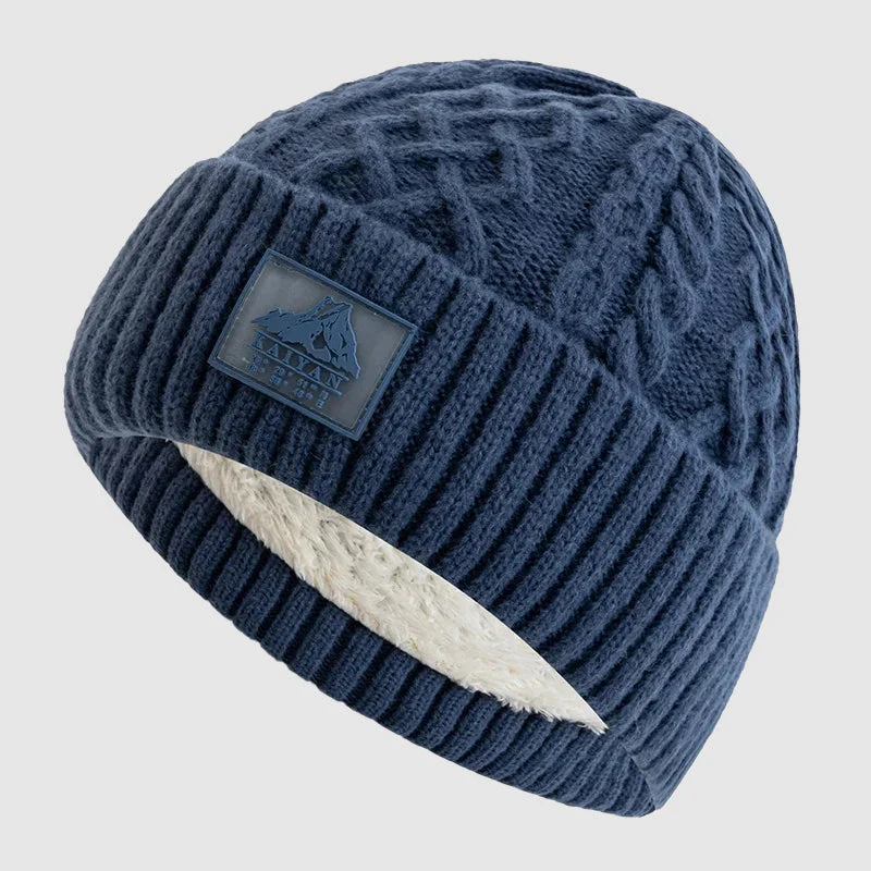 Knitted Beanie with Fold-Over Cuff and Fleece Interior - Image 5