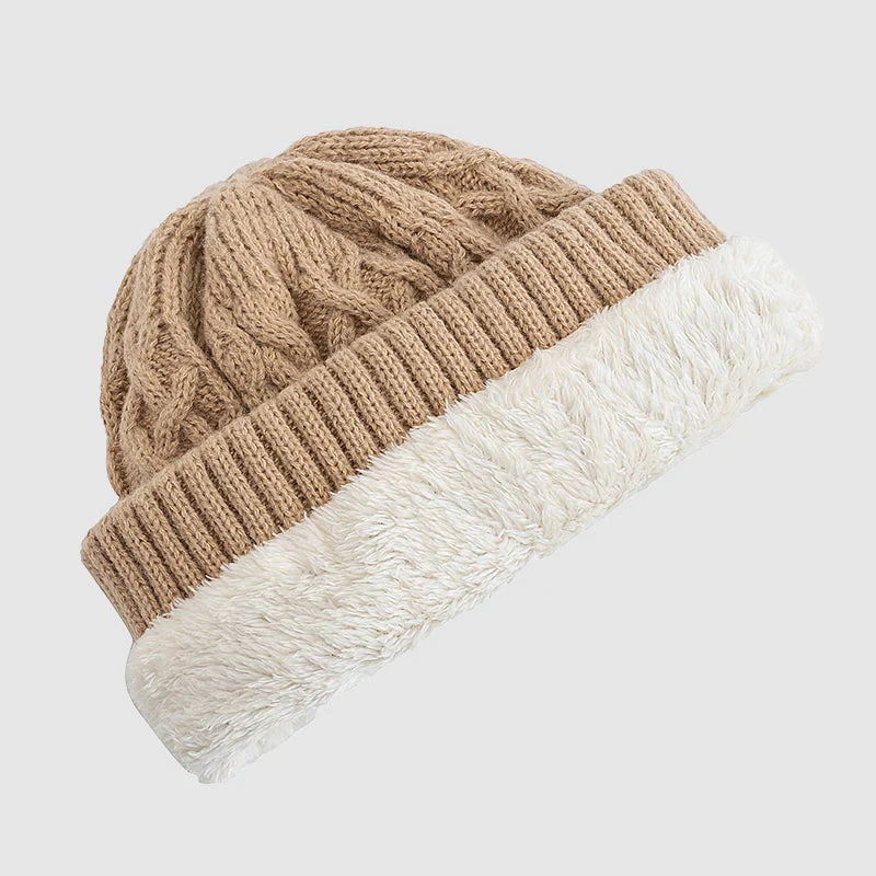 Knitted Beanie with Fold-Over Cuff and Fleece Interior - Image 7
