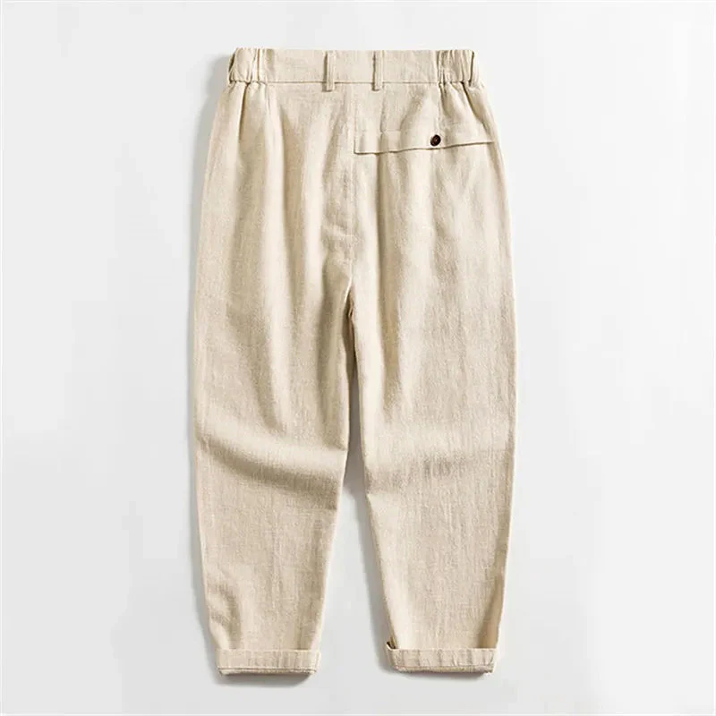 Lorenzo Vitali Calf-Length Pleated Linen Pants - Image 6
