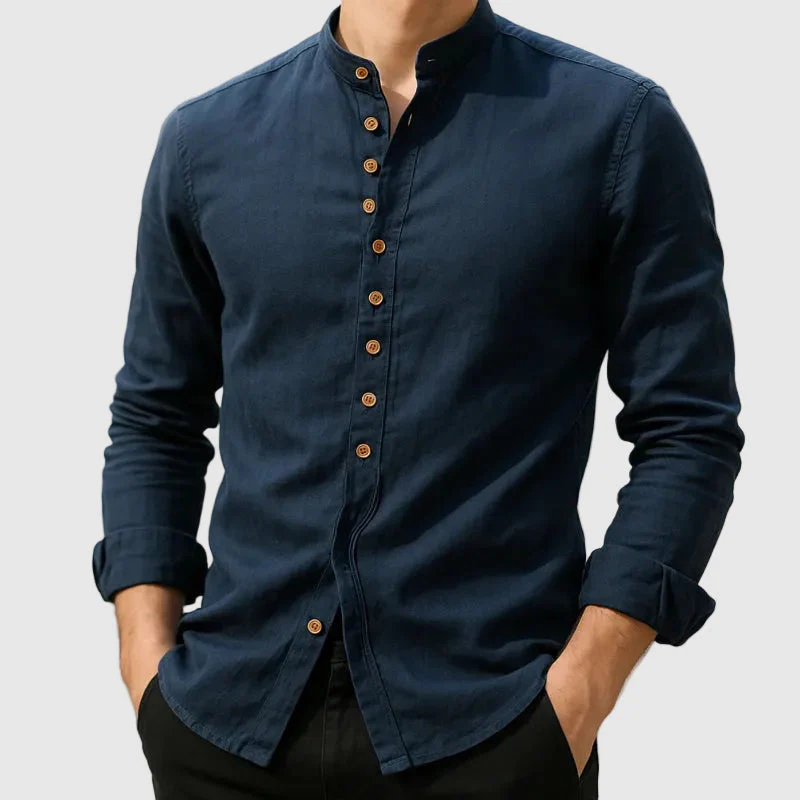 Lorenzo Vitali Cotton Shirt with Mandarin Collar