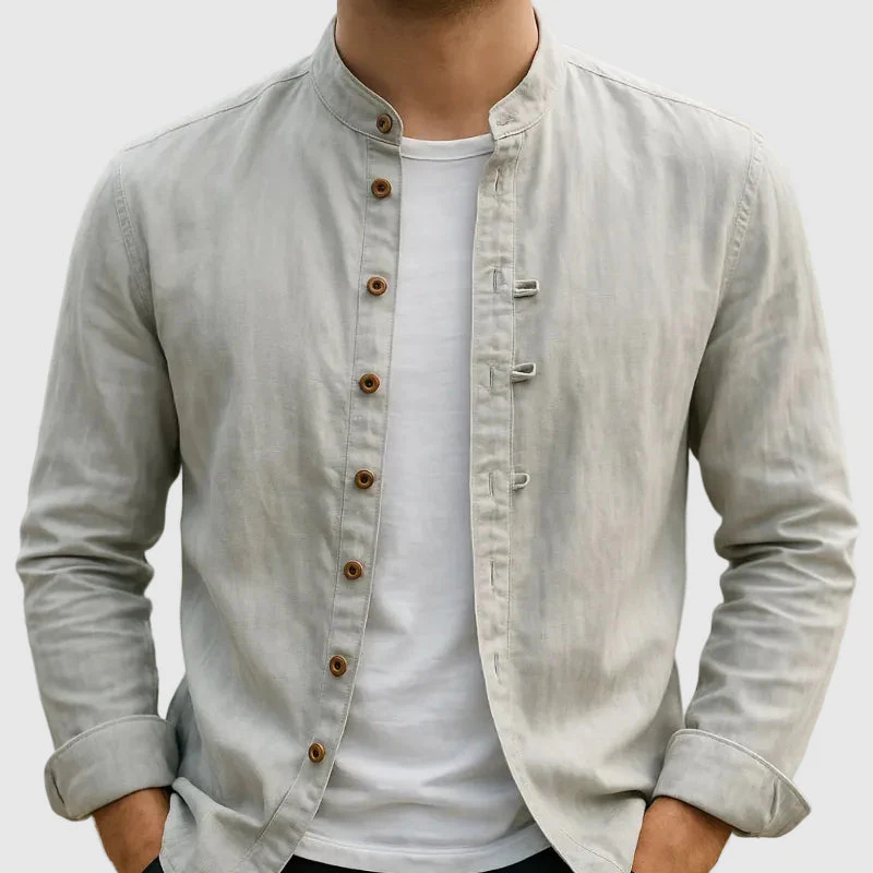Lorenzo Vitali Cotton Shirt with Mandarin Collar - Image 2