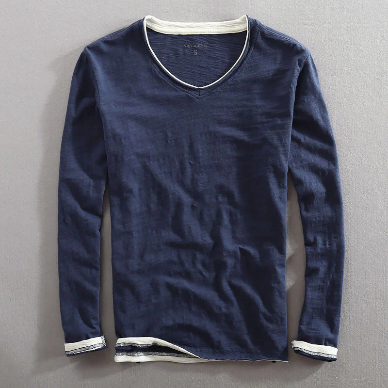 Lorenzo Vitali Cotton V-Neck Long-Sleeve Top
