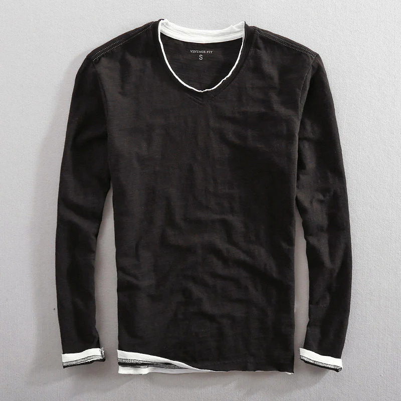 Lorenzo Vitali Cotton V-Neck Long-Sleeve Top - Image 2