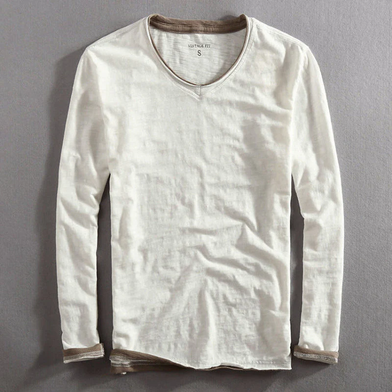 Lorenzo Vitali Cotton V-Neck Long-Sleeve Top - Image 3