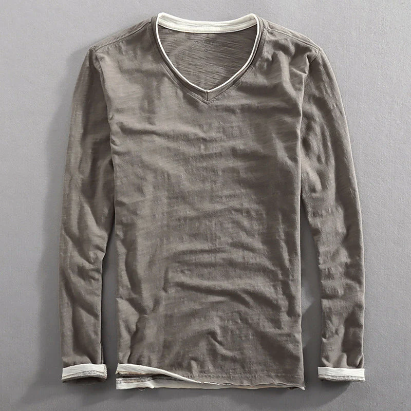 Lorenzo Vitali Cotton V-Neck Long-Sleeve Top - Image 4