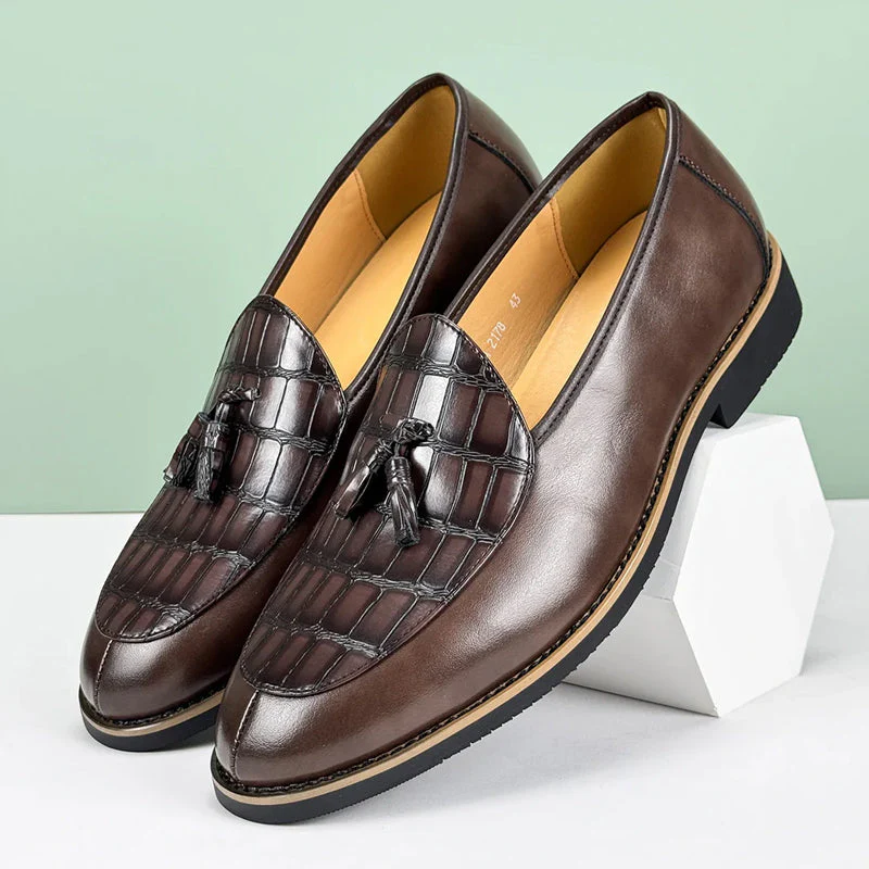 Lorenzo Vitali Croc-Embossed Tassel Loafers - Image 2