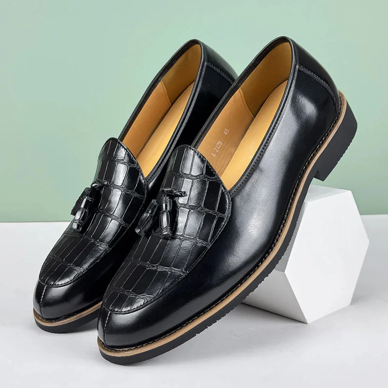 Lorenzo Vitali Croc-Embossed Tassel Loafers - Image 3