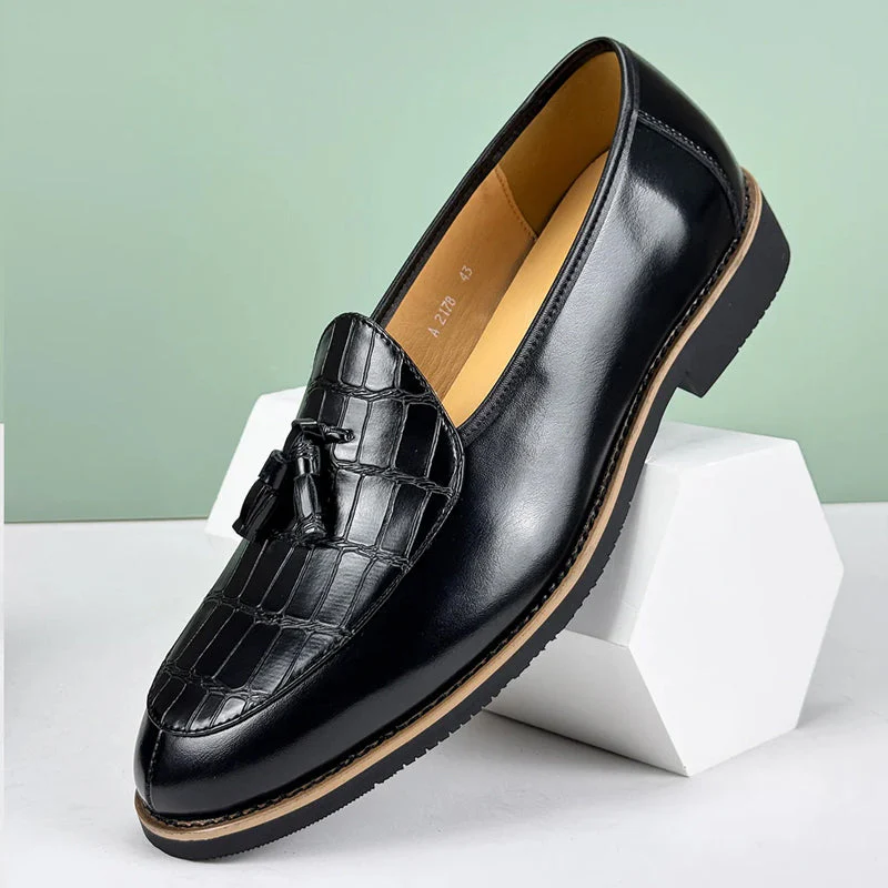 Lorenzo Vitali Croc-Embossed Tassel Loafers - Image 5