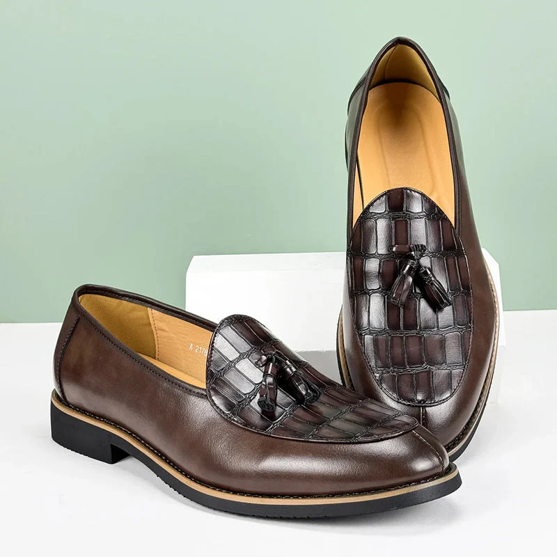 Lorenzo Vitali Croc-Embossed Tassel Loafers - Image 7