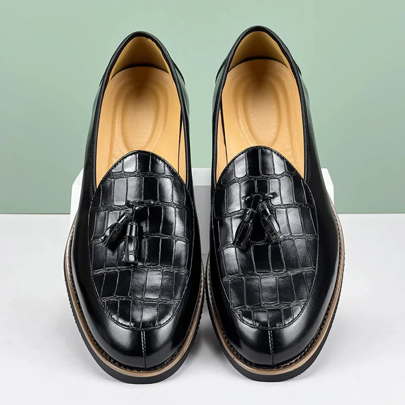 Lorenzo Vitali Croc-Embossed Tassel Loafers - Image 9