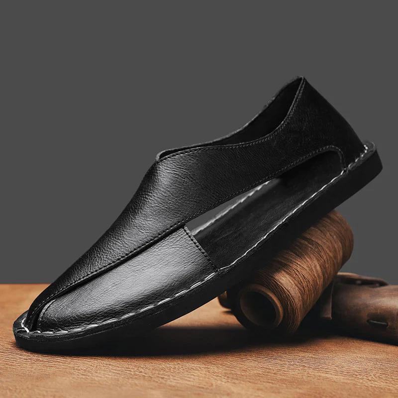 Lorenzo Vitali Cross Front Leather Sandals - Image 2