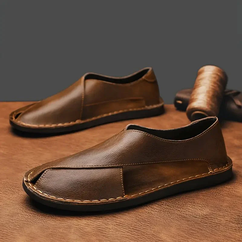 Lorenzo Vitali Cross Front Leather Sandals - Image 3