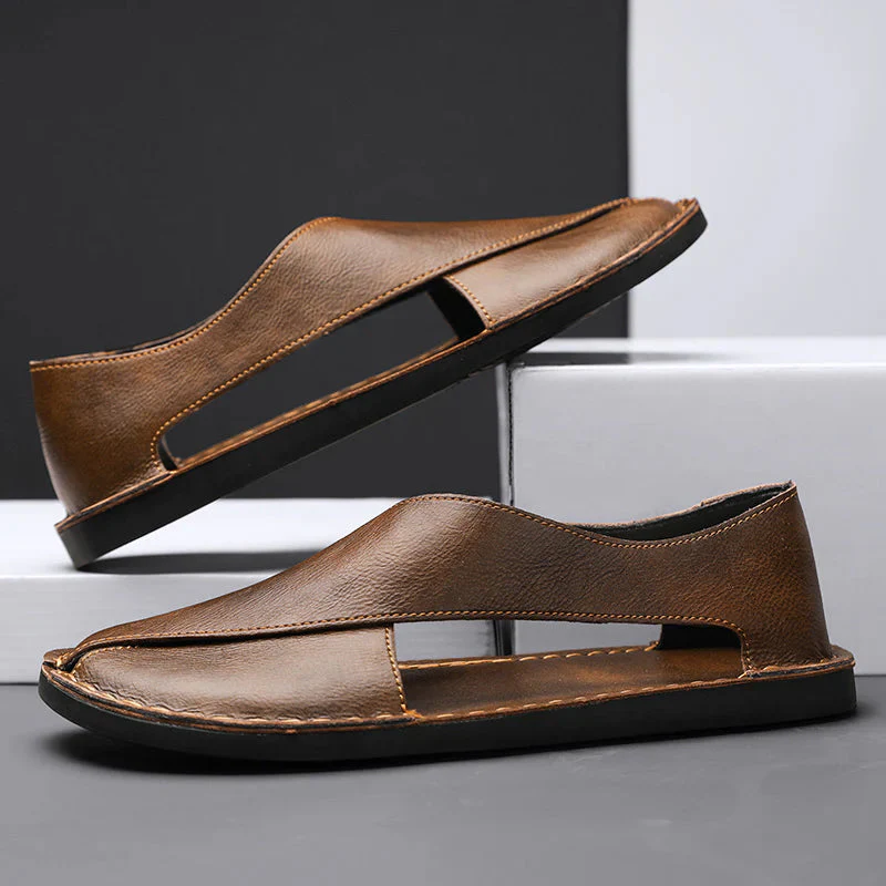 Lorenzo Vitali Cross Front Leather Sandals - Image 5