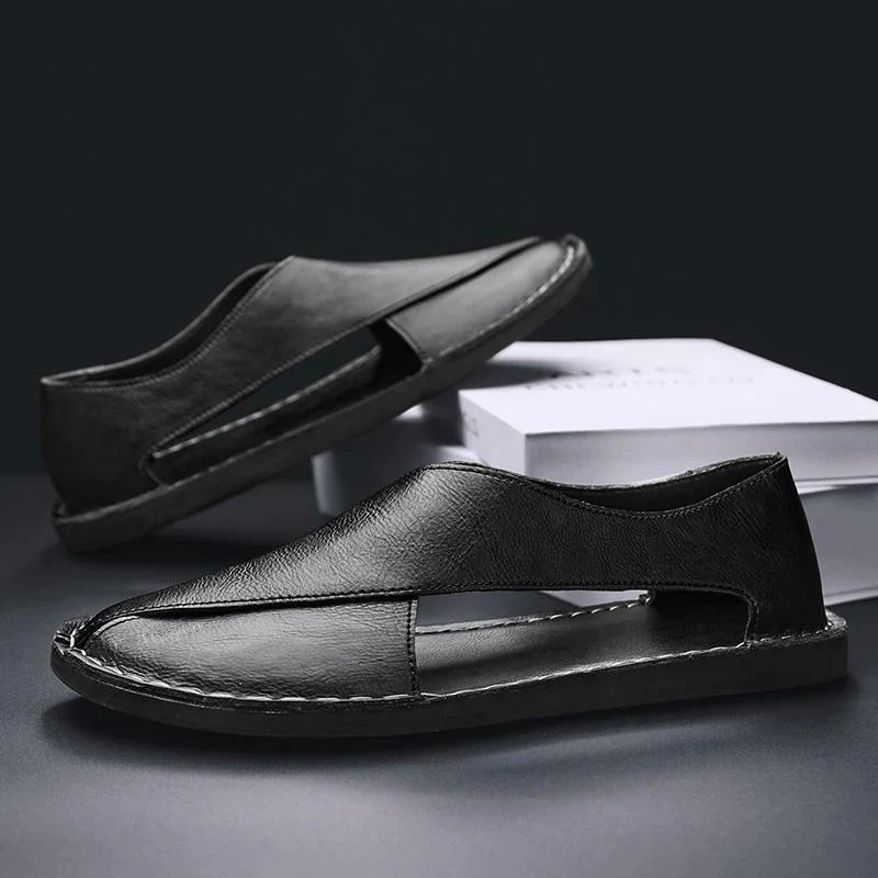 Lorenzo Vitali Cross Front Leather Sandals - Image 6