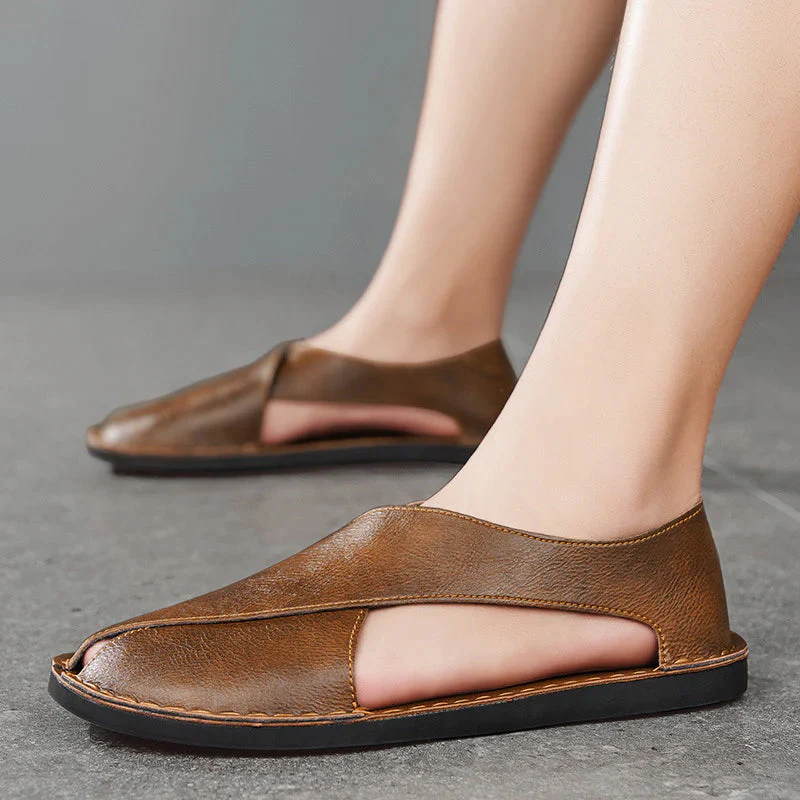 Lorenzo Vitali Cross Front Leather Sandals - Image 7