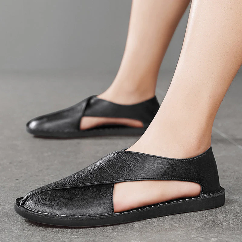 Lorenzo Vitali Cross Front Leather Sandals - Image 8