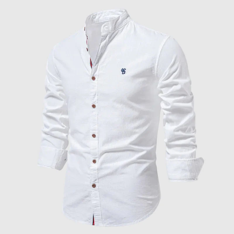 Lorenzo Vitali Stand Collar Cotton Shirt - Image 3