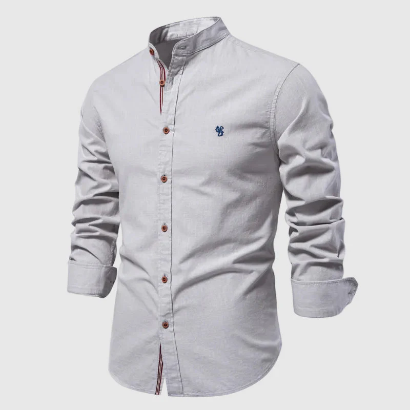 Lorenzo Vitali Stand Collar Cotton Shirt - Image 4
