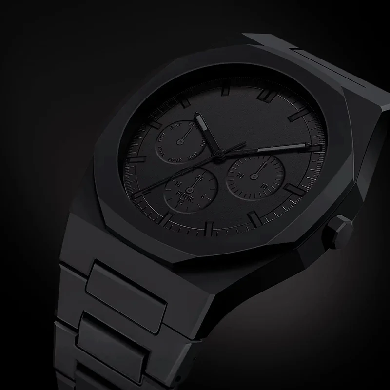 Men’s All-Black Chronograph Watch with Matte Finish - Image 3