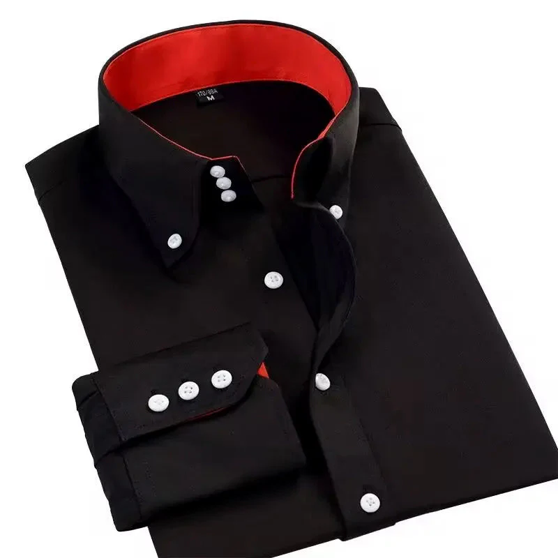 Men’s Button-Up Dress Shirt with Contrast Buttons - Image 2
