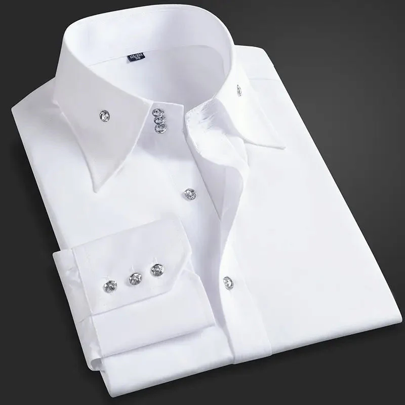 Men’s Button-Up Dress Shirt with Contrast Buttons - Image 3