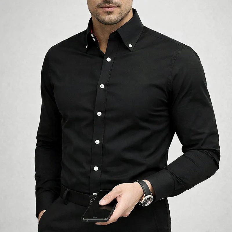 Men’s Button-Up Dress Shirt with Contrast Buttons - Image 5