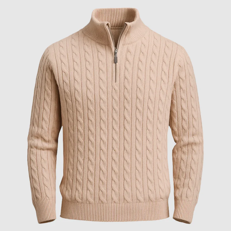 Men’s Cable Knit Quarter-Zip Sweater - Image 6