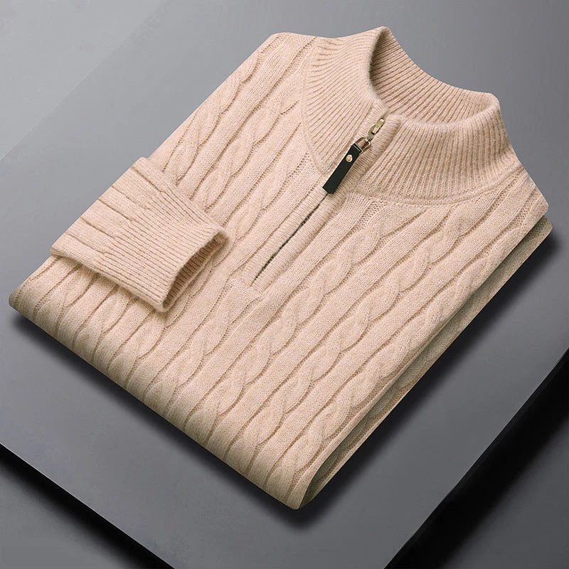 Men’s Cable Knit Quarter-Zip Sweater - Image 7