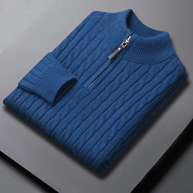 Men’s Cable Knit Quarter-Zip Sweater - Image 8