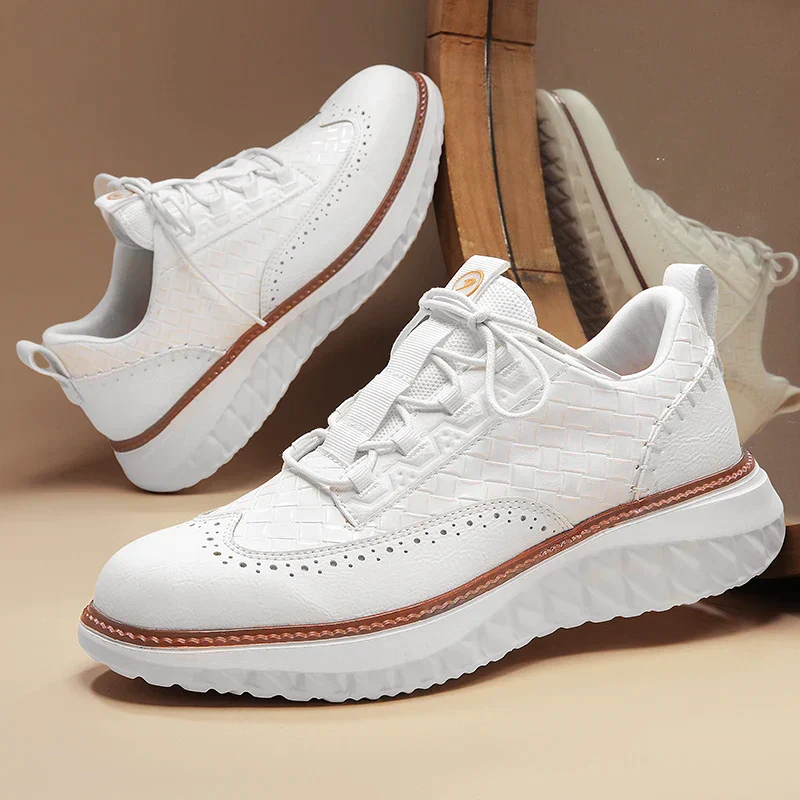 Men’s Casual Leather Oxford-Style Sneakers - Image 2