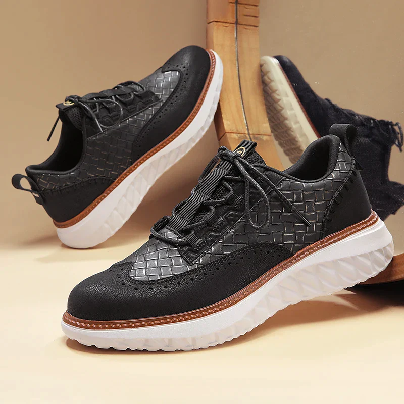 Men’s Casual Leather Oxford-Style Sneakers - Image 3