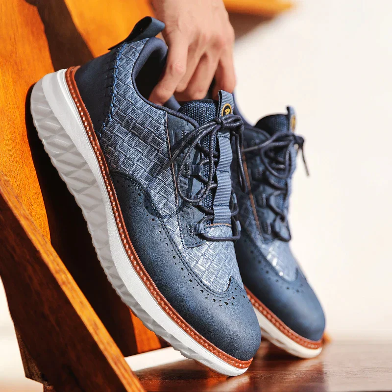 Men’s Casual Leather Oxford-Style Sneakers - Image 4