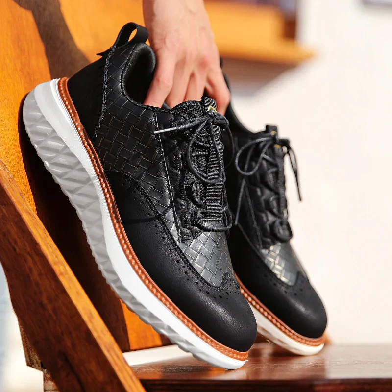 Men’s Casual Leather Oxford-Style Sneakers - Image 5